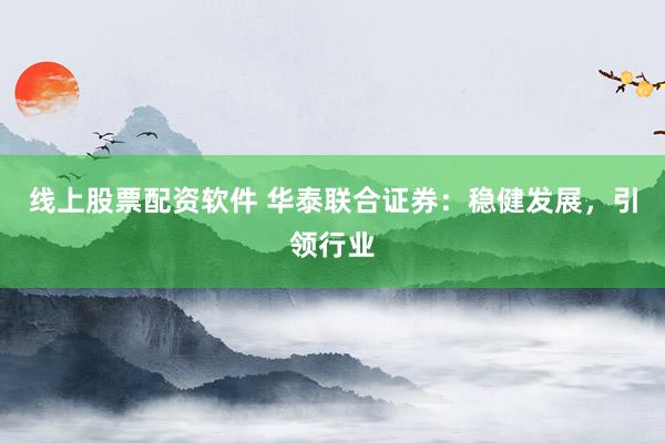 线上股票配资软件 华泰联合证券：稳健发展，引领行业