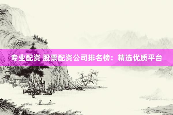 专业配资 股票配资公司排名榜：精选优质平台