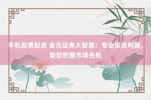 手机股票配资 金元证券大智慧：专业投资利器，助您把握市场先机