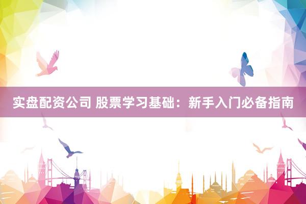实盘配资公司 股票学习基础：新手入门必备指南