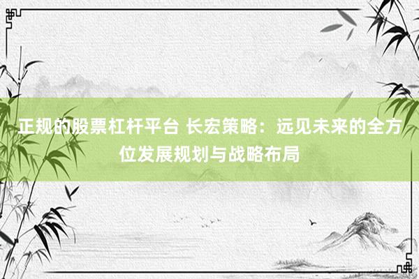 正规的股票杠杆平台 长宏策略：远见未来的全方位发展规划与战略布局