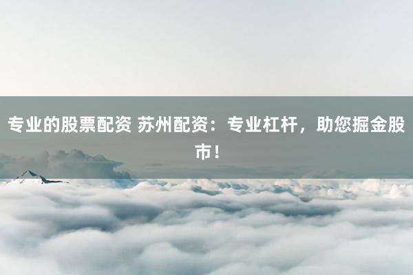 专业的股票配资 苏州配资：专业杠杆，助您掘金股市！