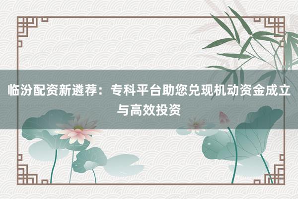 临汾配资新遴荐:专科平台助您兑现机动资金成立与高效投资