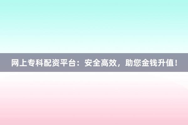 网上专科配资平台：安全高效，助您金钱升值！