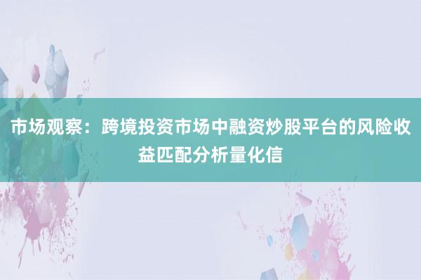 市场观察：跨境投资市场中融资炒股平台的风险收益匹配分析量化信