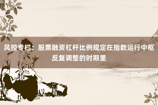风控专栏：股票融资杠杆比例规定在指数运行中枢反复调整的时期里