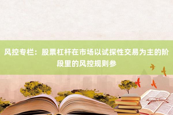 风控专栏：股票杠杆在市场以试探性交易为主的阶段里的风控规则参