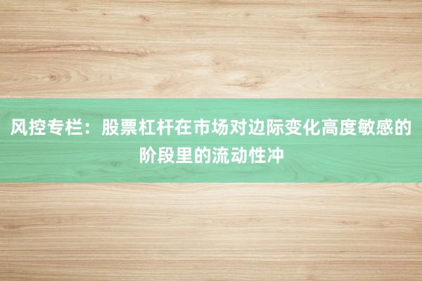 风控专栏:股票杠杆在市场对边际变化高度敏感的阶段里的流动性冲