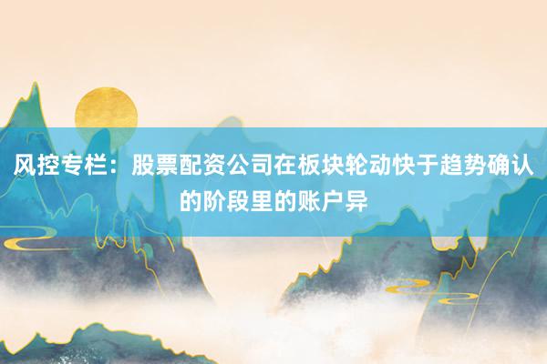 风控专栏：股票配资公司在板块轮动快于趋势确认的阶段里的账户异