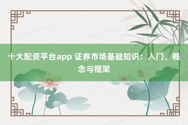 十大配资平台app 证券市场基础知识：入门、概念与框架
