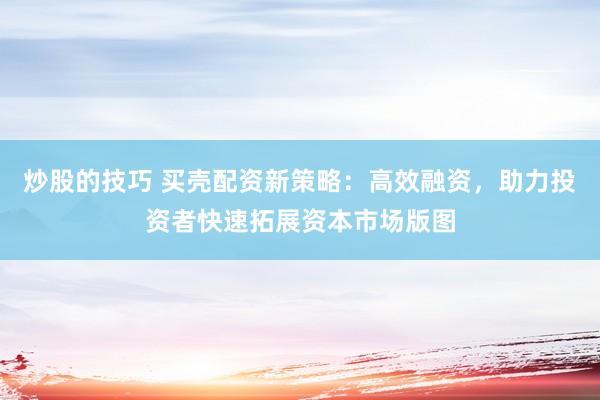 炒股的技巧 买壳配资新策略:高效融资,助力投资者快速拓展资本市场版图